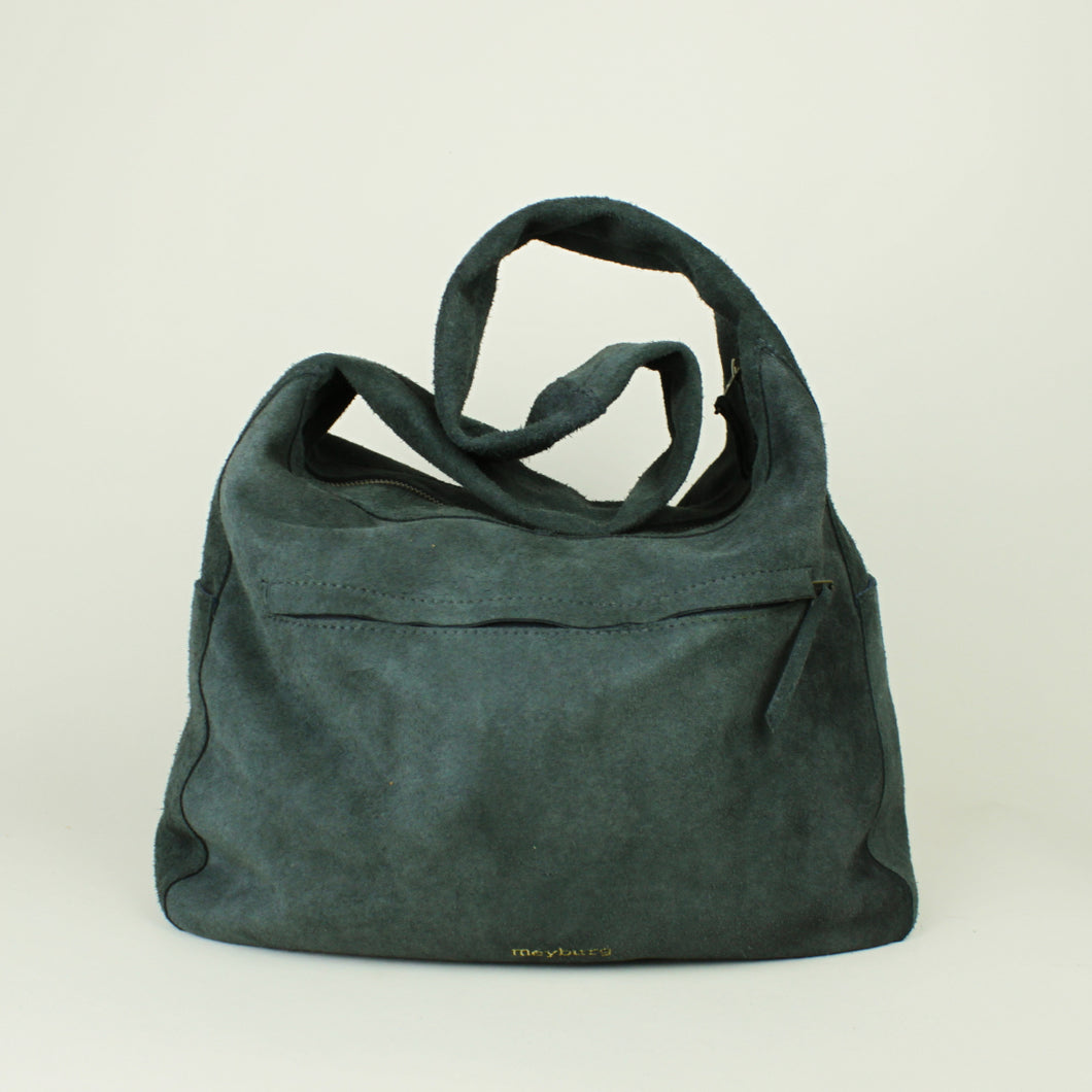 Große Hobobag - Wildleder Graugrün